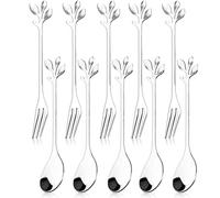 Pastry Forks - 10PCS Cake Forks and Spoons Set, Dessert Fork, Stainless Steel Sporks, Teaspoons Serving Spoons Kitchen Accessory Wedding Party for Party Small Utensils Cocktail Salad Dessert