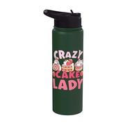 Pastry Lover Crazy Cake Lady Cute Baking Stainless Steel Insulated Water Bottle