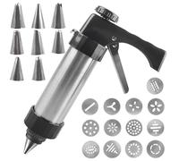 Pastry Press for Biscuits, Extruded Biscuit Machine with 13 Stencils and 8 Nozzles, Stainless Steel Biscuit Press, Decorating Syringe for DIY Cookies Baking, Churros Baking and Cake Decoration