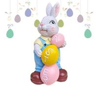PASTURE CONCENE SCULPTURES - Bunny Figures Decoration, Easter Bunnies Garden Statues | Resin Rabbit Ornament With Egg, Spring Holiday Table Centerpiece Pair