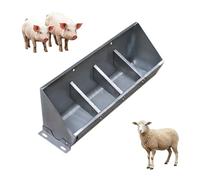 Pasture Feeder, Heavy Du 2 in 1 Livestock Feed Trough for Pig Sheep Cattle, Baffle Bending Design, Farm Goat Feeders Stainless Steel, Easy Access for Farm Animals(4 Bit)