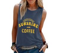 PASUDA Ladies Tops Vest for Women Round Neck Loose Tank Top Summer Sleeveless Tees Tunic Camisole Going Out Vest Casual Gym Holiday Tops (Navy-Coffee, XXL)