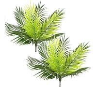 PASYOU Artificial Palm Tree, Plastic Plants Greenery Fake Tropical Shrubs Faux Big Leaves for Home Indoor Outdoor Garden DIY Basket Planter Filler Wedding Party Decoration UV Resistant - 2 Pack