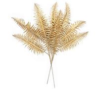 PASYOU Artificial Plants Christmas Decor, Gold Fake Flowers Shrubs Plastic Grass Leaves Indoor Outdoor Home Garden Party Hotel Verandah Wedding Event Faux DIY Decoration - 30 Inch Golden 2 Bunches