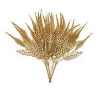 PASYOU Artificial Plants for Christmas Decor, Plastic Grass Fake Shrubs Simulation Tail Leaves Indoor Outdoor Home Garden Planter Filler Party Hotel Verandah Wedding Faux DIY Decoration - Gold 4 Pack