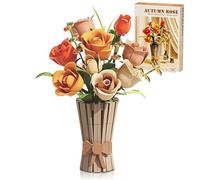 Pasyru Roses Building Block Set, 868 PCS Roses Artificial Flowers Architecture Building Brick Model, Desktop Decor for Home Office Living Room, Gift for Girls Boys Adults Kids Ages 6+