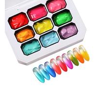 Pat Gel Polishh - Gel Nail - 9 Color Nails Arts Palette, UV LED Curing Formula, Professional Art Kit | GelNail Palette For Home Salon Diy Beginners Technicians Women Practice Design
