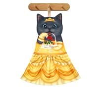 PAT JUUMG Cat Hand Towels, Cute Decorative Hanging Face Towels for Bathroom Kitchen, Super Absorbent Soft, Cat Lovers Gifts for Women, Housewarming for People Who Love Cats