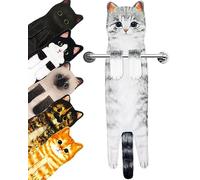 PAT JUUMG Funny Cat Towels, Kitchen Bathroom Decorative Hand Towel, Personalised, Ultra Absorbent, for Gift Cat Lovers Birthday, Housewarming Gift for Women (Grey Cat)