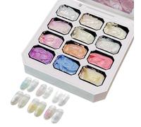 Pat Pat Gel - 12 Colors Curable UV/LED Nail Palette with High Pigmentation Wipe Clean | DIY Manicure Painting | Shiny Silk Effect | Home Salon Studio | Professional Set