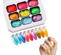 Pat Pat Gel Palette - 9 Colors Gradient Painting, UV LED Curing polsh, High Saturation Nail | Professional Stamping Manicure Set For Home Salon DIY Enthusiasts Technicians Women Practice