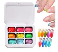 Pat Pat Gel Palette - 9 Colors UV/LED Curing, Gradient Painting Gel | Stamping Nail Gels For Home Professional Salon DIY Enthusiasts Technicians Beginners Women Practice