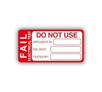 PAT Test Fail Stickers 25x50mm - 1000 Pieces Red Failed Labels - Polypropylene Self Adhesive - Portable Appliance Testing Safety Labels
