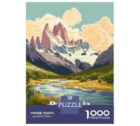 Patagonia Argentina Chile Landscape Art 1000 Piece Jigsaw Puzzle, Historic Square Architecture, Thick Cardboard Pieces for Travel Lovers, Mindful Activity, Paper Board, 38x26cm/1000pcs
