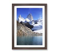 Patagonia Argentina Glacier Landscape Modern Framed Wall Art Print, Ready to Hang Picture for Living Room Bedroom Home Office Décor, Walnut A3 (34 x 46 cm)