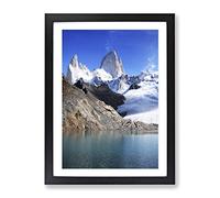 Patagonia Argentina Glacier Landscape Modern Framed Wall Art Print, Ready to Hang Picture for Living Room Bedroom Home Office Décor, Black A4 (34 x 25 cm)