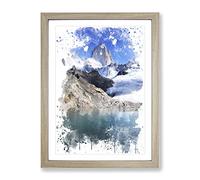 Patagonia Argentina Glacier Landscape V3 Modern Framed Wall Art Print, Ready to Hang Picture for Living Room Bedroom Home Office Décor, Oak A2 (64 x 46 cm)