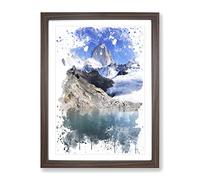 Patagonia Argentina Glacier Landscape V3 Modern Framed Wall Art Print, Ready to Hang Picture for Living Room Bedroom Home Office Décor, Walnut A4 (34 x 25 cm)