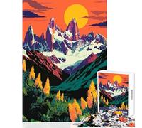 Patagonia Argentina Mountains Illustration 1000 Pieces Jigsaw Puzzles for Teenagers Boost Cognitive Clarity And Sharpness Mindful Calm Play Enjoyment (38x26cm)
