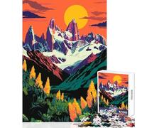 Patagonia Argentina Mountains Illustration Teenager Jigsaw Puzzles 1000 Pieces Enhance Mindful Thinking And Focus Relaxing Stress Relief Game (50x75cm)