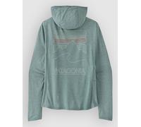 Patagonia - Lightweight UV-protective hiking T-shirt - W's Cap Cool Sun Hoody Peak Visions Nouveau Green Blue Sage X-Dye for Women in Recycled Polyester - Size XS Blue XS
