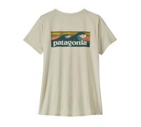 Patagonia - Technical, lightweight hiking T-shirt - W's Cap Cool Daily Shirt Boardshort Logo Dyno White for Women in Recycled Polyester - Size S - Beige Beige S