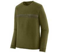Patagonia - Men's long-sleeved T-shirt - M's L/S Cap Cool Merino Blend Graphic Shirt Strata Stripe: Pond Green for Men in Wool - Size S - Khaki Khaki S