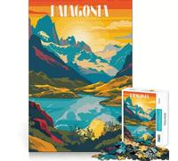 Patagonia Landscape Poster Jigsaw Puzzles for Adults 1000 Pieces Fine Logic Toy Casual Relax Neat Edge Fine Art Piece (38x26cm)