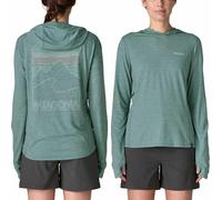 Patagonia - Lightweight, quick-drying hooded jacket for hiking - W's Cap Cool Sun Hoody Peak Visions Nouveau Green Blue Sage X-Dye for Women in Recycled Polyester - Size S Blue S
