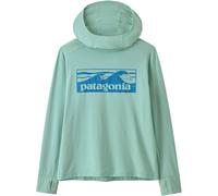 Patagonia - Lightweight, stretchy hiking T-shirt - K's Cap SW Hoody Boardshort Logo Tones Thin Ice in Recycled Polyester - Kid Size XL - Blue Blue XL