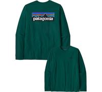 Patagonia - Men's recycled cotton T-shirt - M's L/S P-6 Logo Responsibili-Tee Cascade Green for Men - Size XL Green