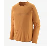 Patagonia M's L/S Cap Cool Trail Graphic Shirt S Outline Text Logo: Golden Caramel