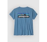 Patagonia - Urban T-shirt in recycled cotton and recycled Polyester - W's P-6 Logo Responsibili-Tee Shore Blue for Women in Recycled Polyester - Size S Blue S