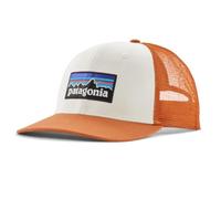 Patagonia P-6 Logo Trucker Hat Baseball Cap, White w/Redtail Rust, One Size