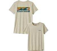 Patagonia - Technical, lightweight hiking T-shirt - W's Cap Cool Daily Shirt Boardshort Logo Dyno White for Women in Recycled Polyester - Size XS - Beige Beige XS