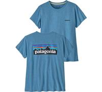 Patagonia - Urban T-shirt in recycled cotton and recycled Polyester - W's P-6 Logo Responsibili-Tee Shore Blue for Women in Recycled Polyester - Size XS Blue XS