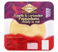 Patak's Garlic & Coriander Ready to Eat Pappadums (8) - Pack of 6