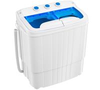 Pataku Portable Washing Machine, Compact Twin Tub Mini Washing Machine, 17.6 LBS Washer and Dryer Combo with Soaking Function, Semi-Automatic for Apartment, Dorms, RVs, Camping (White & Blue)