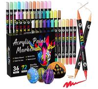 Patamiyar Acrylic Paint Pens for Rock Painting, 72Colours Dual Tip Acrylic Markers Paint Pens Water-based Acrylic Pens for Stone,Glass,Ceramic,Canvas,Paper,Wood
