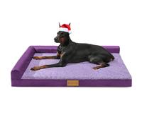 Patas Lague Orthopedic XL Dog Bed Large Sized Dog 48''X30'', Waterproof L Bolster Big Pet Sofa Beds with Removable Washable Cover, Soft Comfortable Pet Couch Crate Mat with Nonskid Bottom, Purple