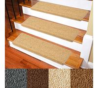 Patavin Carpet Stair Treads - Non-Slip Bullnose Carpet for Stairs - Indoor Stair Pads - Self-Adhesive - Skid Resistant & Washable - 14- Pack Camel 9.5" x 30"x 1.3"