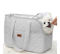 Patazone Grey Small Puppy Carrier Purse,Woman Style Pets Bag for Small Cat Kittens Multiple Pockets,Breathable Mesh Soft Cushion,Travel Outdoor Picnic Pets Totes,MAX 6 lb (Grey, Small)