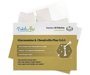 Patch Aid Glucosamin & Chondroitin Plus - 30 Daily Topical Patches. 100% Natural. High Absorption and More Bioavailable. Suitable for sensetive stomachs and bariatric.