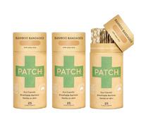 PATCH Bamboo Plasters for Burns & Blisters, Hypoallergenic Wound Care for Sensitive Skin - Latex Free, Aloe Vera, 25pcs (3pack)