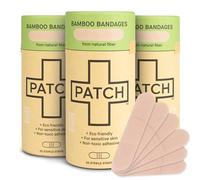 PATCH Bamboo Plasters for Cuts & Scratches, Hypoallergenic Wound Care for Sensitive Skin - Latex Free, Natural, 25pcs (3pack)