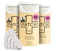 PATCH Bamboo Plasters for Kids, Hypoallergenic Wound Care for Sensitive Skin - Latex Free, Coconut Oil, 25pcs (3pack)
