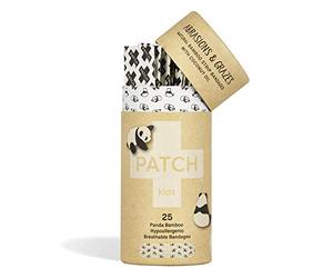 PATCH Bamboo Plasters for Kids with Panda Design, Hypoallergenic Wound Care for Sensitive Skin, with Coconut Oil - 25pcs