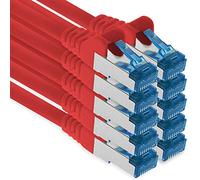 Patch cable - 10x 0.5m Ethernet, network, LAN cable CAT6a (for gigabit networks, routers, switches, modems with RJ45 input - red)