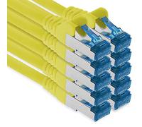 Patch cable - 10x 1m Ethernet, network, LAN cable CAT6a (for Gigabit networks, routers, switches, modems with RJ45 input - yellow)