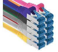 Patch cable - 10x 1m Ethernet, network, LAN cable CAT6a (for Gigabit networks, routers, switches, modems with RJ45 input - 10 colors)